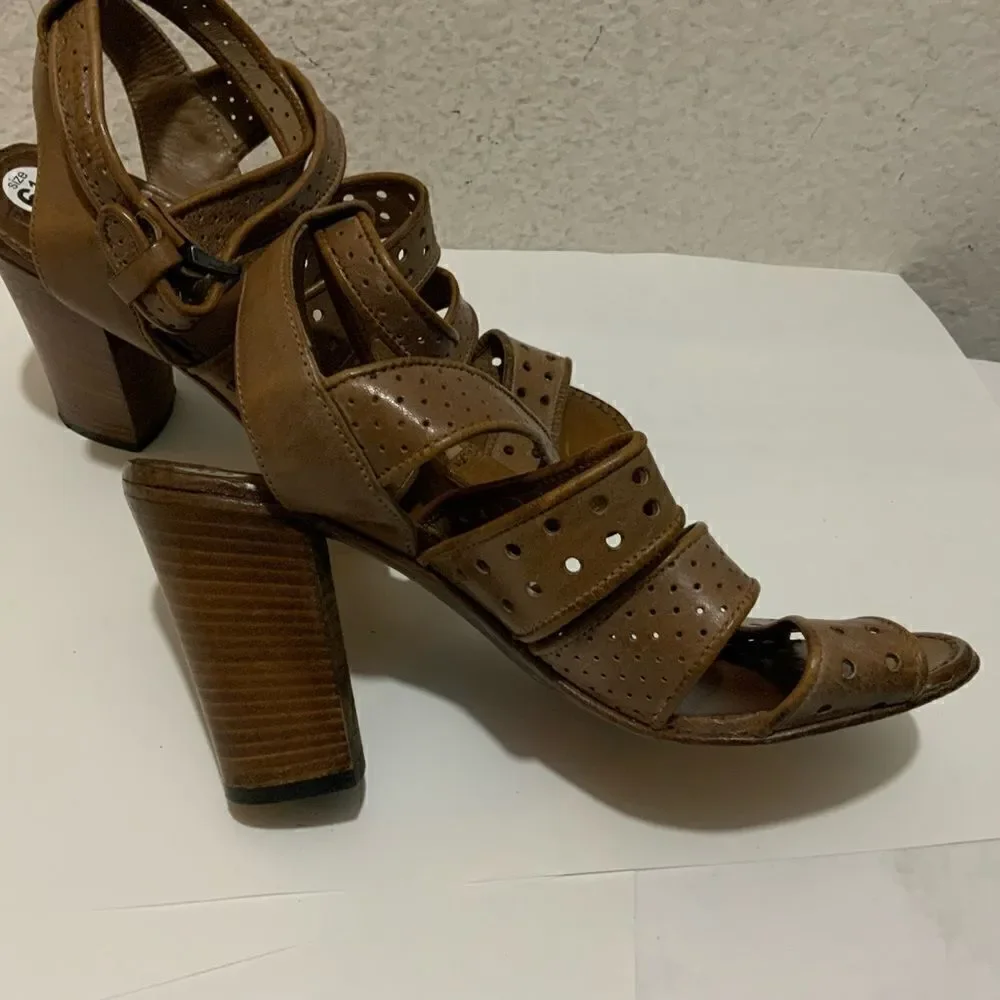 Pantanetti leather strappy ankle strap sandals shoes women's 6.5